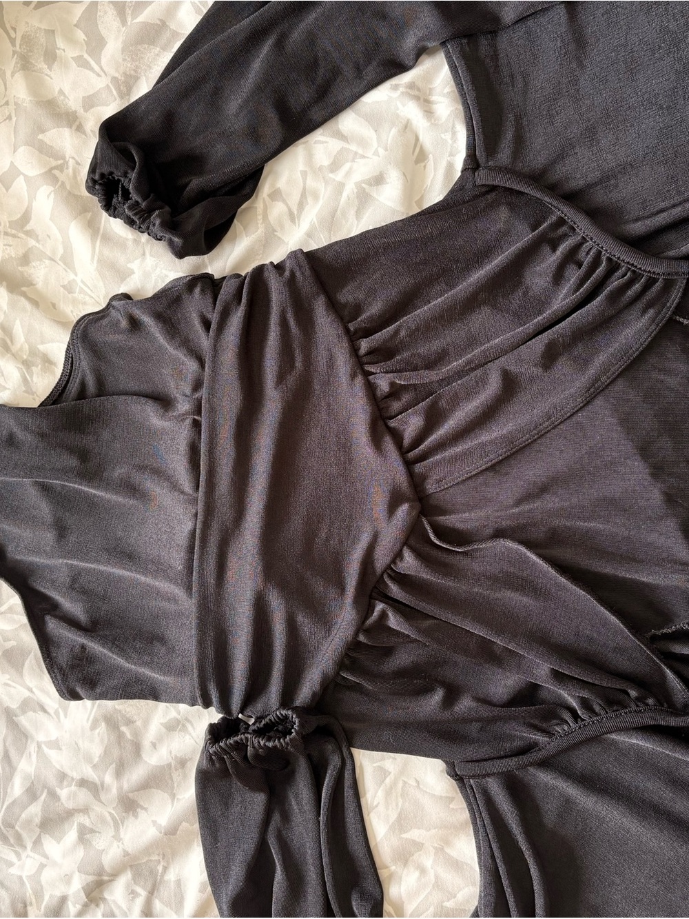Free People Black bodysuit thong with Ruched Detail